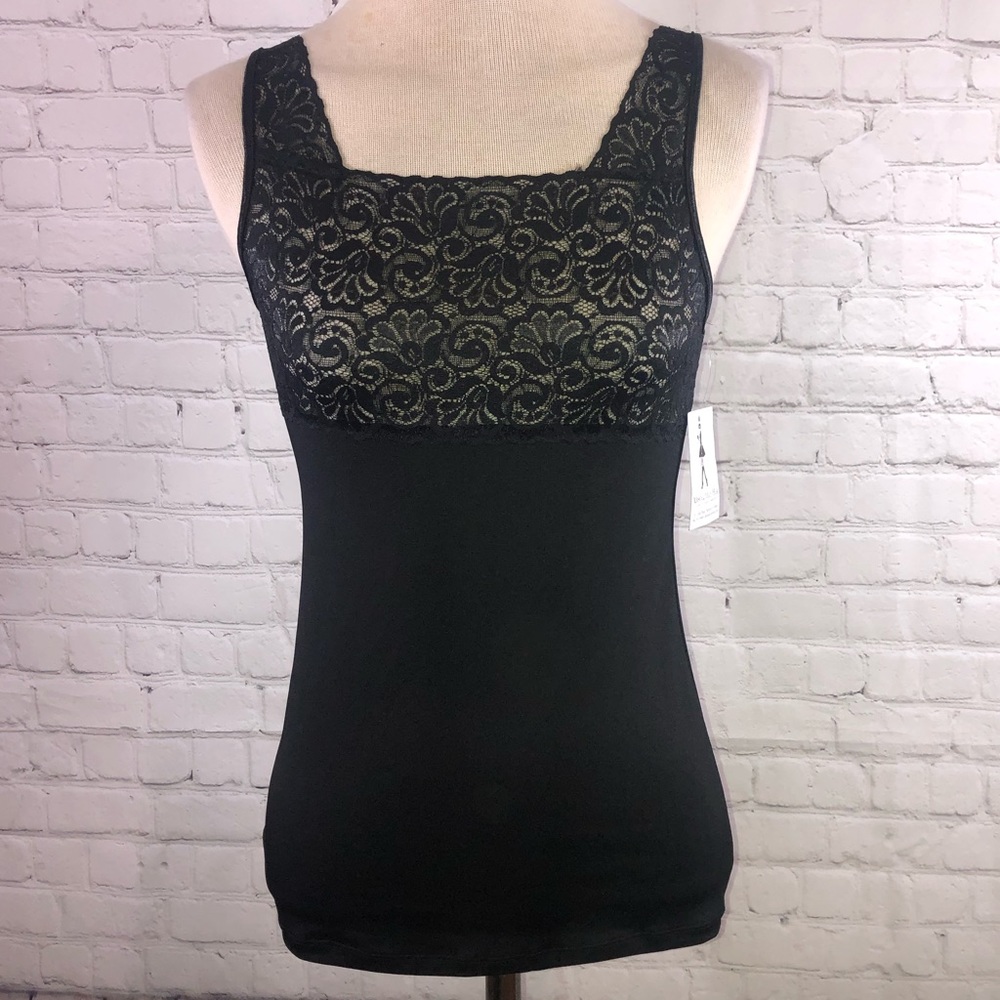 Cabernet Lace-Overlay Microfiber Camisole Sz Small